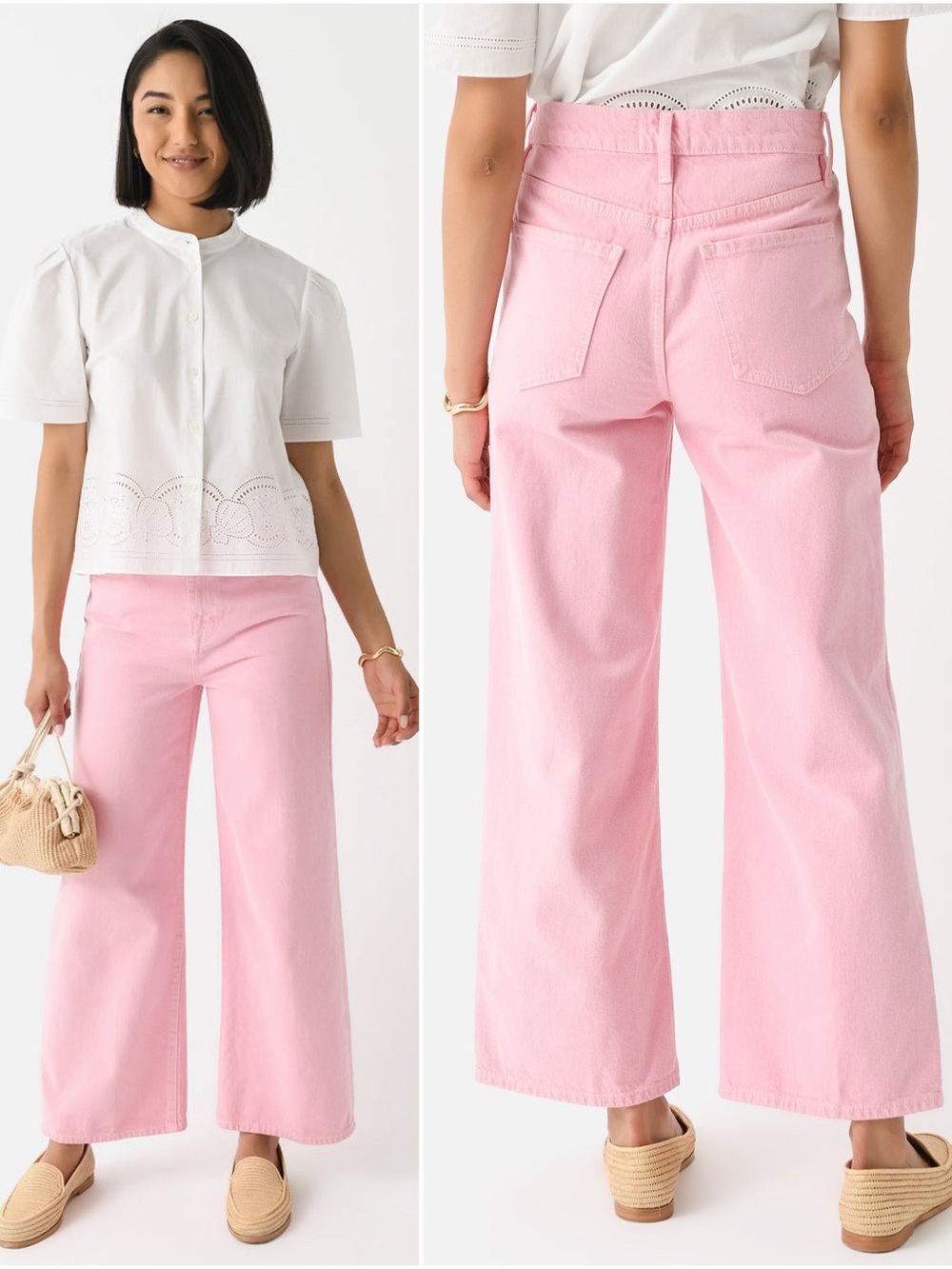 FRAME Le Jane Wide Leg Crop High Rise Jeans in Washed Dusty Pink Size 27